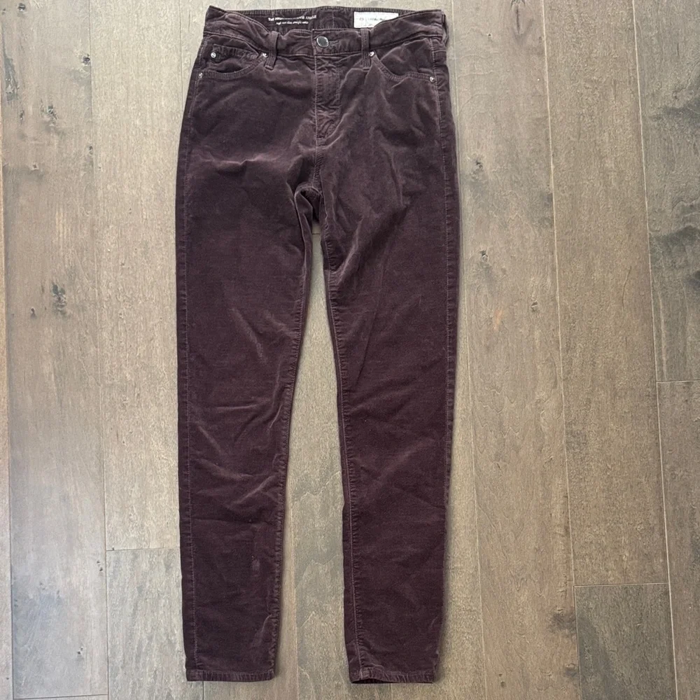 AG Anthropologie High Rise Stevie Ankle Corduroy Pants Plum 25R